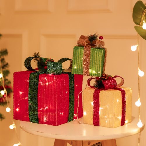 Xmas ajándék doboz 3/szett melegfehér