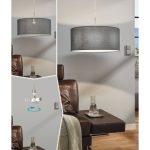 PASTERI E27 1x60W TEXTIL FÜGGESZTÉK 53cm SZÜRKE