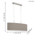 PASTERI E27 2x60W TEXTIL FÜGGESZTÉK 75cm TÓPSZÍN