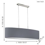 PASTERI E27 2x60W TEXTIL FÜGGESZTÉK 100cm SZÜRKE