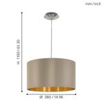 MASERLO E27 1x60W TEXTIL FÜGGESZTÉK 38cm TÓPSZÍN