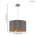 MASERLO E27 1x60W TEXTIL FÜGGESZTÉK 38cm CAPPUCCINO
