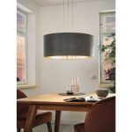 MASERLO E27 3x60W TEXTIL FÜGGESZTÉK 53cm SZÜRKE