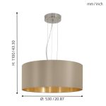 MASERLO E27 3x60W TEXTIL FÜGGESZTÉK 53cm TÓPSZÍN