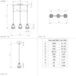 TARBES E27 3X60W FÜGGESZTÉK