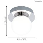 MOSIANO 1X3,3W 340LM 3000K IP44 LED FALI/MENNYEZETI LÁMPA