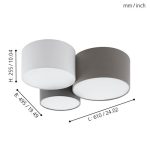 PASTORE 2 E27 3X60W TEXTIL MENNYEZETI LÁMPA