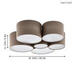 PASTORE 1 E27 6x40W TEXTIL MENNYEZETI LÁMPA