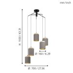 ALBARIZA E27 5x40W FÜGGESZTÉK