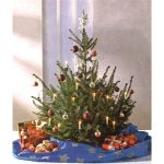 Karácsonyfatakaró, kék ezüstszürke csillagokkal